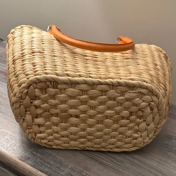 Chic Woven Tan and Orange woven Rattan Bag - Picture 7 of 7